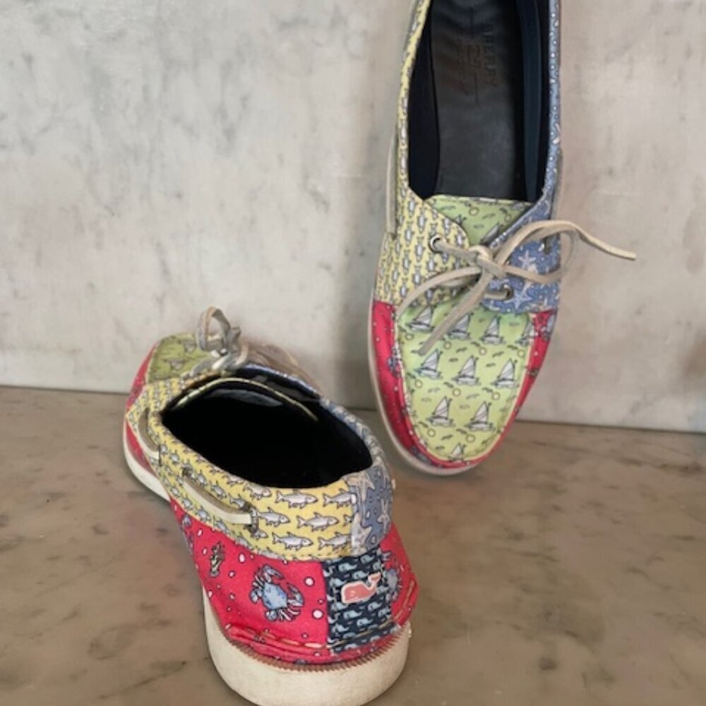 SPERRY TOP-SIDER VINEYARD VINES Heritage Patchwork Boat Shoe Fabric Print 7